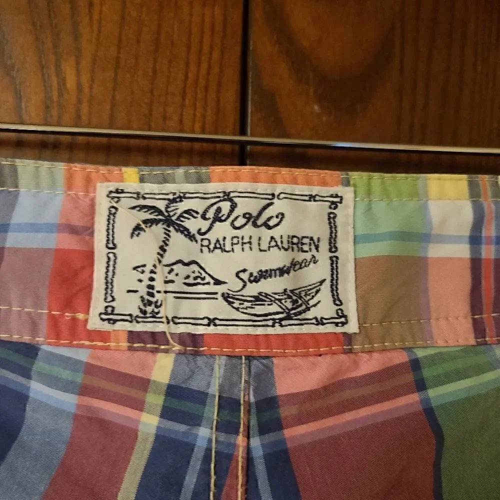 Polo Ralph Lauren Swim Trunks Madras Plaid Size 34